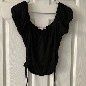 Crave Fame Black Ruched Blouse